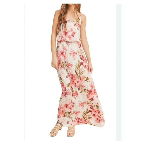 Lush Womens M Floral Spaghetti Strap Maxi Dress - Picture 6 of 8
